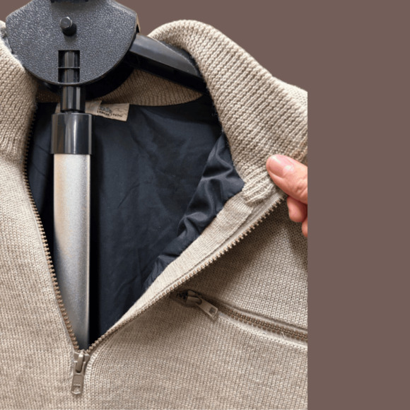 Cabela’s Half-Zip Sweater | Wool Blend Beige | Size L | Vintage - Picture 5 of 6